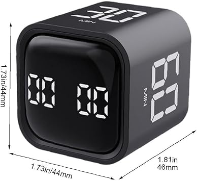 Cube Timer, Rotating Pomodoro Timer, Custom Countdown Productivity Timer with Vibration, Simple Operation, Rotating Display, Kitchen Timer, Cooking Timer, Alarm Clock, Silent Mode Kitchen, Sports