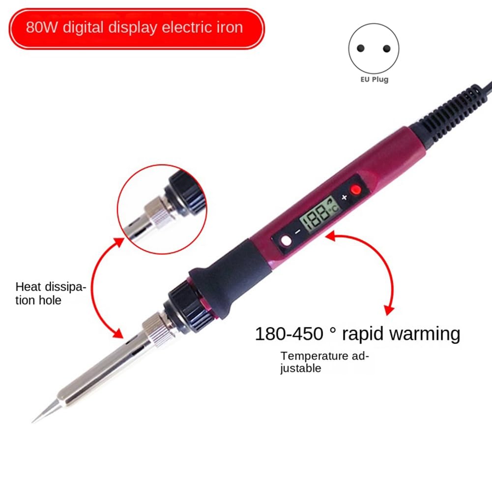 Lutownica z regulowaną temperaturą, narzędzie spawalnicze LCD, narzędzie konserwacyjne do lutownicy, 220 V, wtyczka EU, czarna