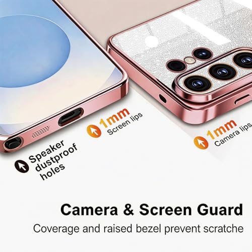 Image of Misscase for Samsung Galaxy S26 Ultra Case Compatible with MagSafe,Built-in Camera Lens Protector Full Protection Soft TPU Anti-Scratch Anti-Fingerprint Magnetic Glitter Slim Case Cover Pink
