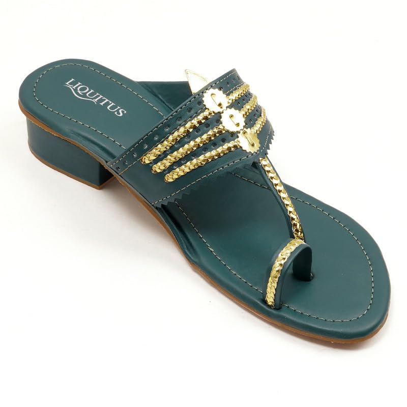 Image of Handcrafted Heeled Kolhapuri Sandals