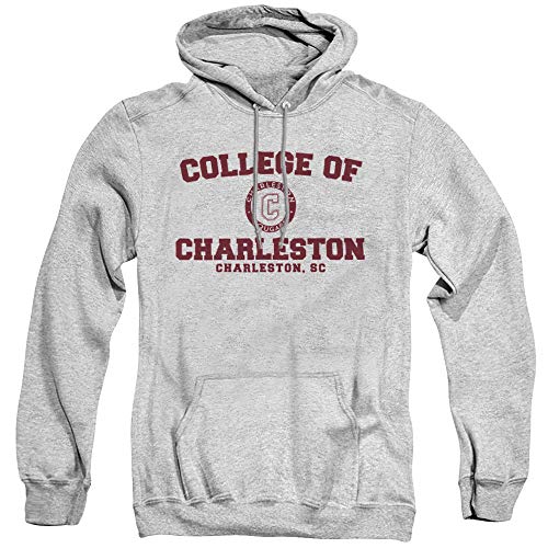 College of Charleston Official Circle Logo Unisex Adult Pull-Over Hoodie, Athletic Heather, Medium