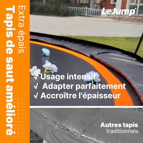 Trampoline Zéro-Ressort 366cm Orange Rond LeJump Lightning Trampoline Extérieur Enfant Grand Trampoline de Jardin Trampoline de Fitness avec Fillet de sécurité et Tapis de Saut pour Enfants et Adultes – Image 4