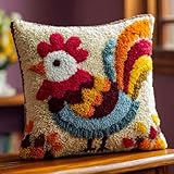 AxiangziK Kit de almohada con gancho para colgar,Gallo y pollitos Kit para hacer fundas de cojín DIY 43x43cm,para decorar el sofá,el dormitorio o como regalo