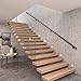 Rothley Industrial Stair Railing Indoor: 11.8Ft Metal Handrail for Indoor Stairs Matte Black Stair Rail Attach to Wall Staircase 1.6