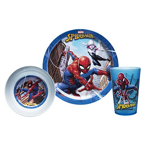Zak Designs SPIO-0392 Marvel Comics Plate, Bowl & Cup Gift Set, Spider-Man, 3-piece set