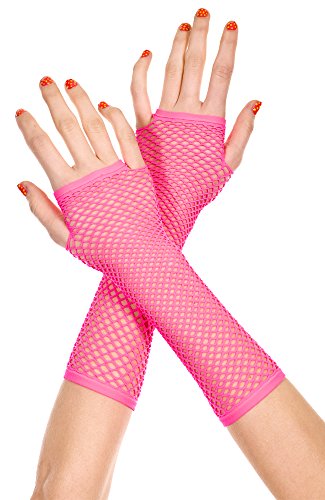 MUSIC LEGS Women's Mini Diamond Net Arm Warmer Hot Pink