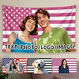 Drapeau Personnalisable 90x150 cm | Drapeau americain avec votre photo/texte/logo | Banderole personnalisée en polyester pour décoration murale intérieure, cadeaux & événements