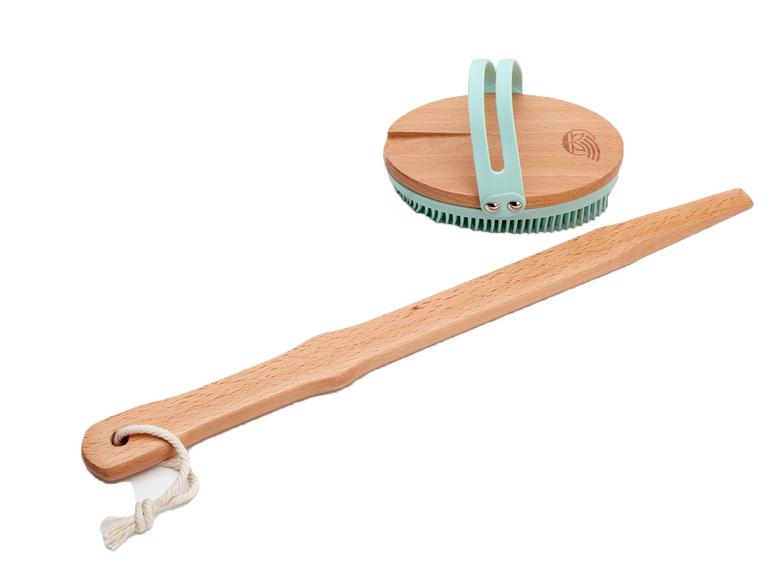Bodylife Home Long Handle Silicone Back Scrubber For Shower & Bath With Detachable Beechwood Handle Blue - Image 2