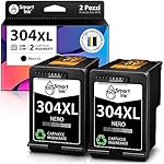 Smart Ink Rigenerato Cartucce d'inchiostro per HP 304XL 304 XL (2 nero) per DeskJet 2630 3720 3700 2600 Envy 5010 5032 5030 5020 5000 Officejet 2622 2620