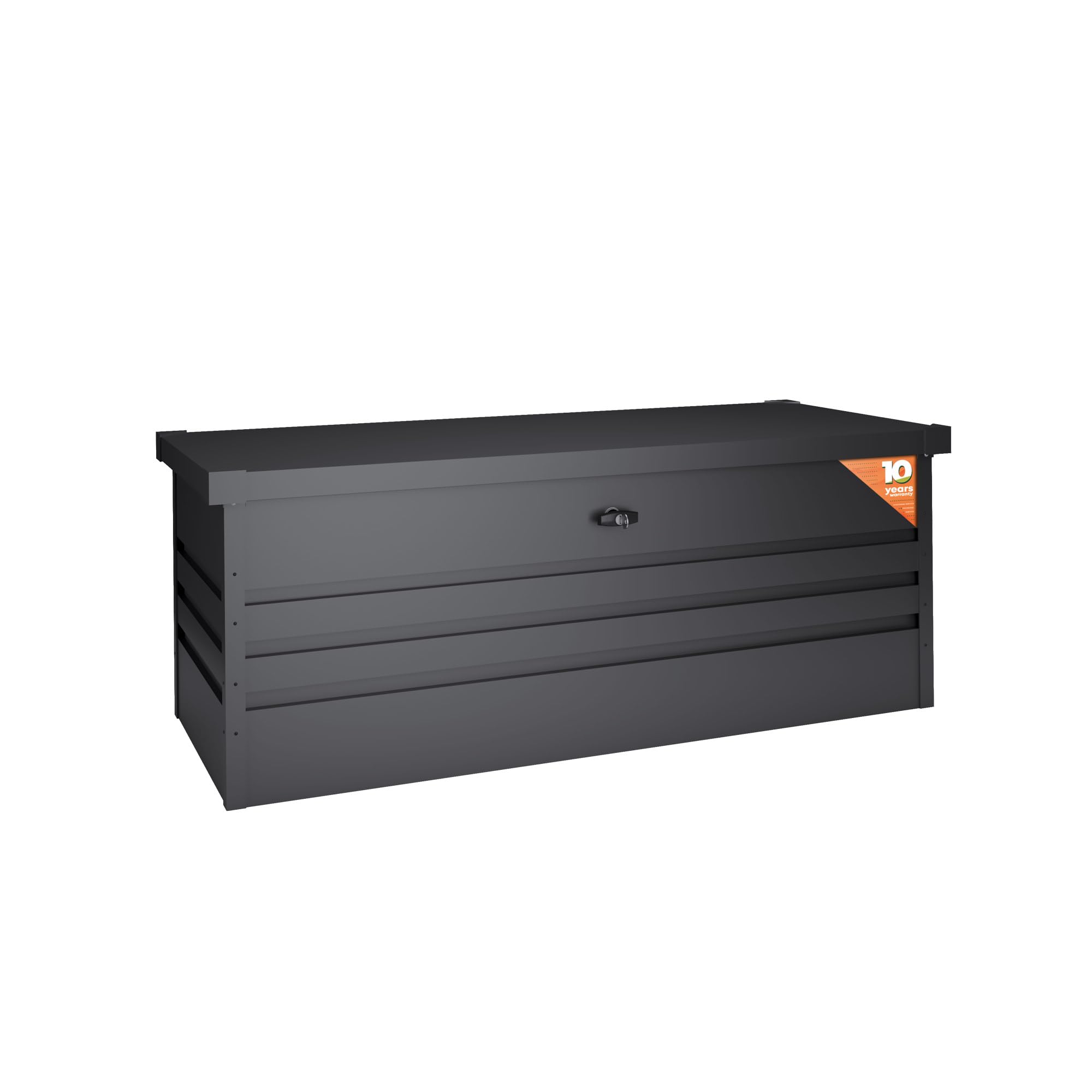 Hoggar Box da giardino in metallo, XXL, 716 litri, spessore 0,40 mm, resistente alle intemperie, per esterni, chiave inclusa, coperchio pieghevole, fondo incluso, cassapanca da giardino, impermeabile,