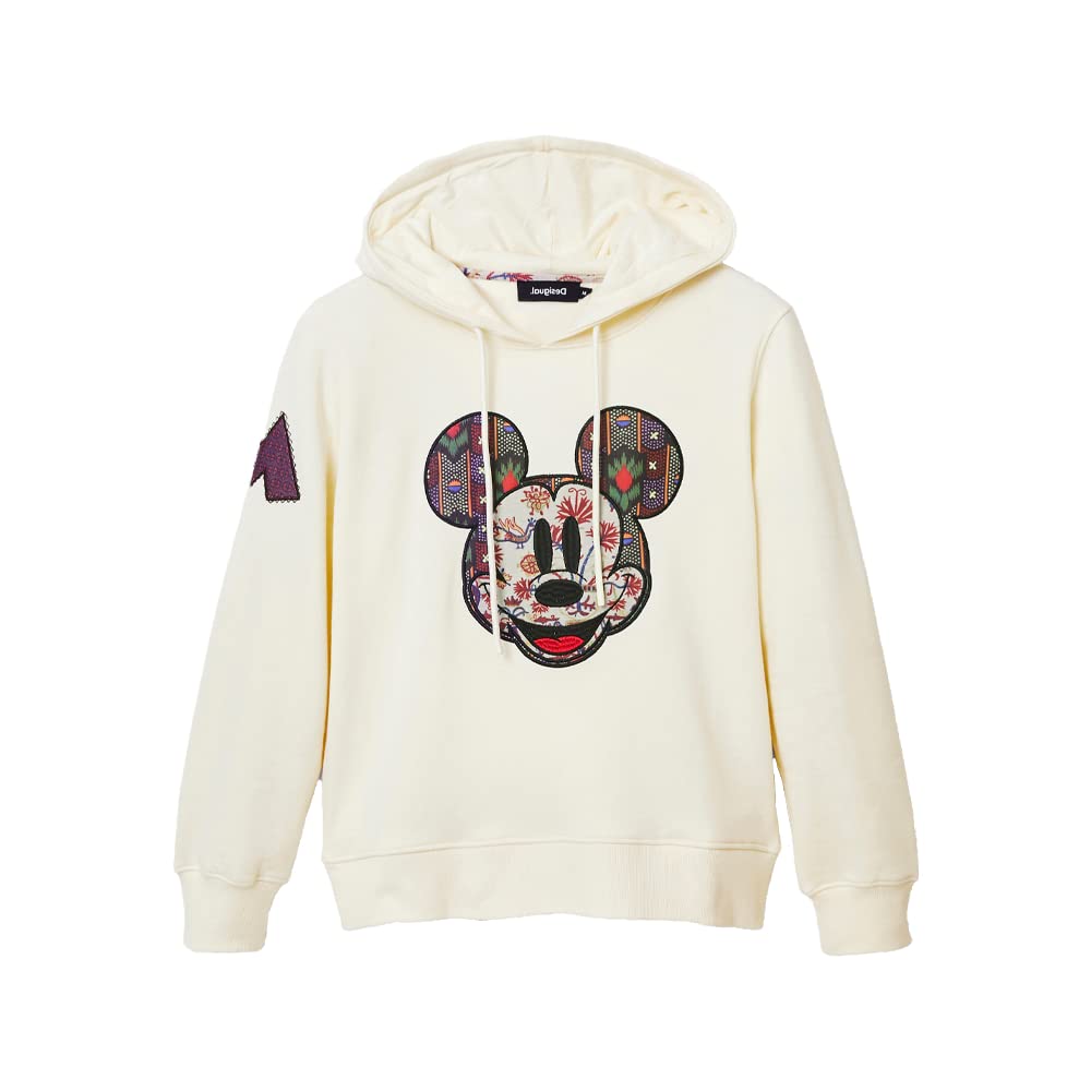 Sudadera Gran Patch Mickey Mouse - White - Mujer Extra Pequeño Desigual