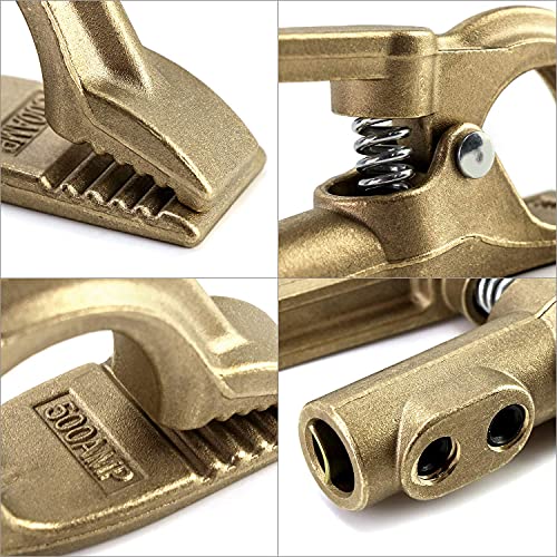 Image of QWORK Welding Bronze Ground Clamp, 1.6 Pounds and 500A, 1 piece (Pack of 4)