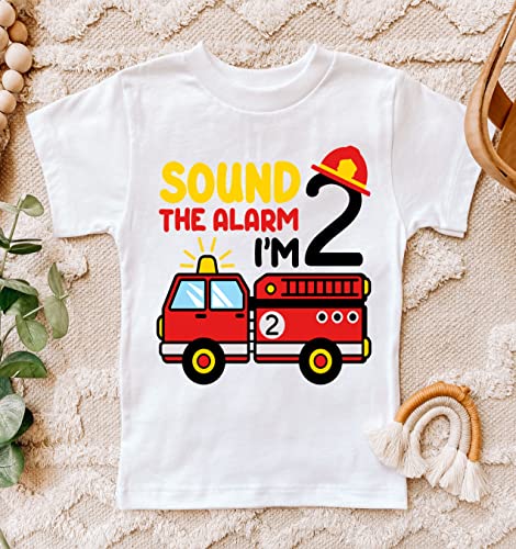 Fire truck second birthday shirt Fire truck second birthday shirt Sound The Alarm birthday outfit firefighter 2nd birthday shirt fire Truck birthday party (2T)2