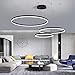 LIUYU LED Pendelleuchte 3 Ringe Schwarz - Dimmbar mit Fernbedienung 106W, 40+60+80cm Höhenverstellbar, Hängelampe für Wohnzimmer, Esstisch, Restaurants & Büros