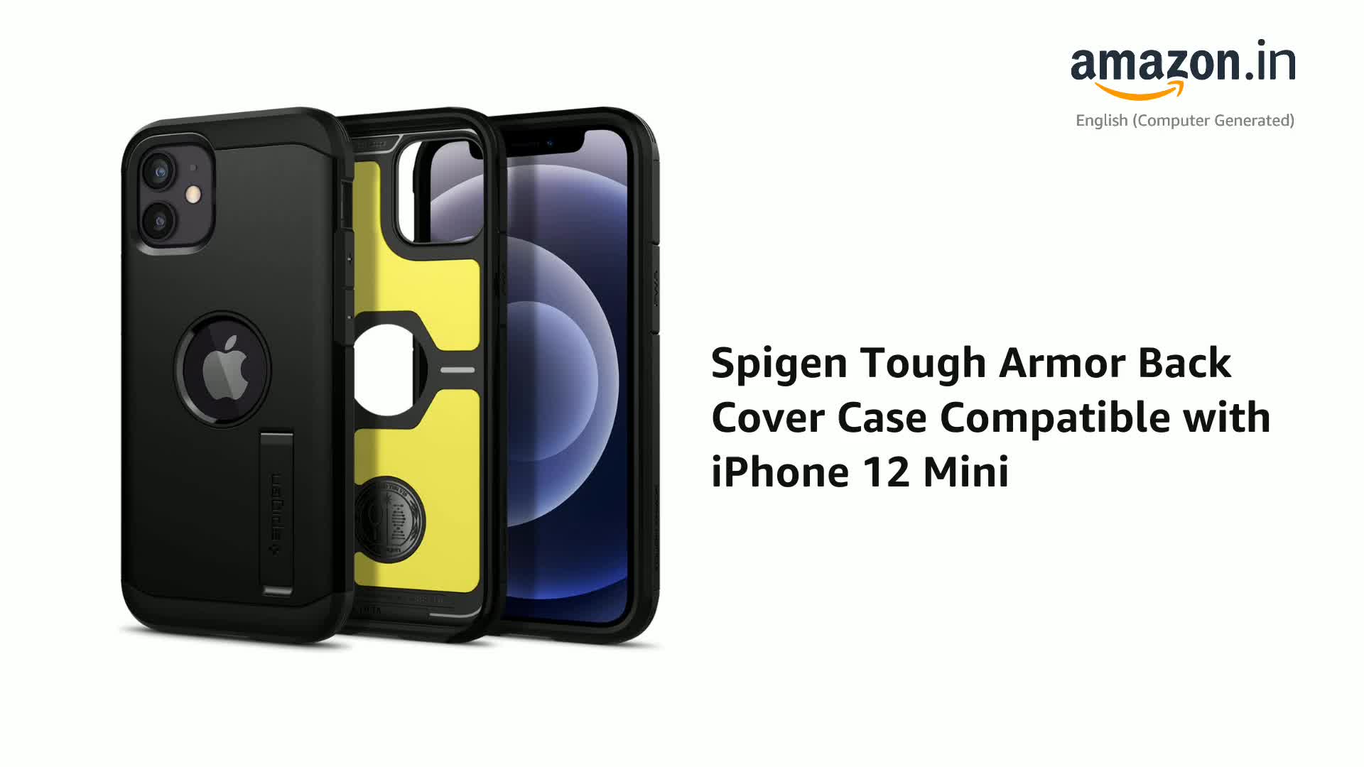 iphone12 128GB ブラックと spigen iphone12 ケース Spigen Tough Armor Back Cover Case for iPhone 12 mini, Dual-Layer
