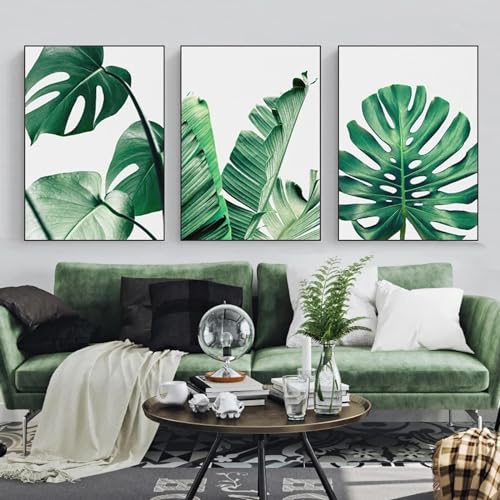 Toile plantes tropicales KEBIA grand format pour salon nature et moderne