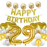 Hochwertiger Ballon zum 29. Geburtstag: aus strapazierfähiger Aluminiumfolie und hochwertigem Latex, Ballons sind stark und langlebig. Mit Helium oder Luft aufblasen. Wischen Sie den aufgeblasenen Ballon mit Papier, Wolle oder Teppich ab, damit das Konfetti den Ballon fest halten kann. Wenn Sie Luft verwenden, schwimmt er nicht. (Bitte verwenden Sie hochwertiges Helium zum Befüllen Ihrer Konfetti-Ballons)
