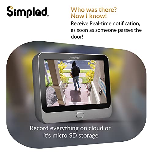 Simpled Wifi Digital Door Viewer 4.3 Inch Lcd Screen - Cloud Storage Smart Video Camera Doorbell Peephole - Built-In Lithium Battery, Night Vision, Motion Detection With Chime #TOP3