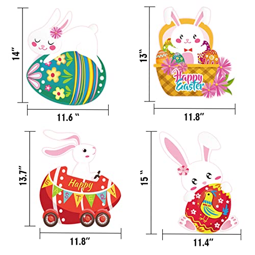 8 Pcs Easter Yard Signs Outdoor Decorations, Bunny Eggs Yard Stake Signs, Waterproof Easter Lawn Yard Decor For Easter Garden Yard Party Supplies Prop #TOP1