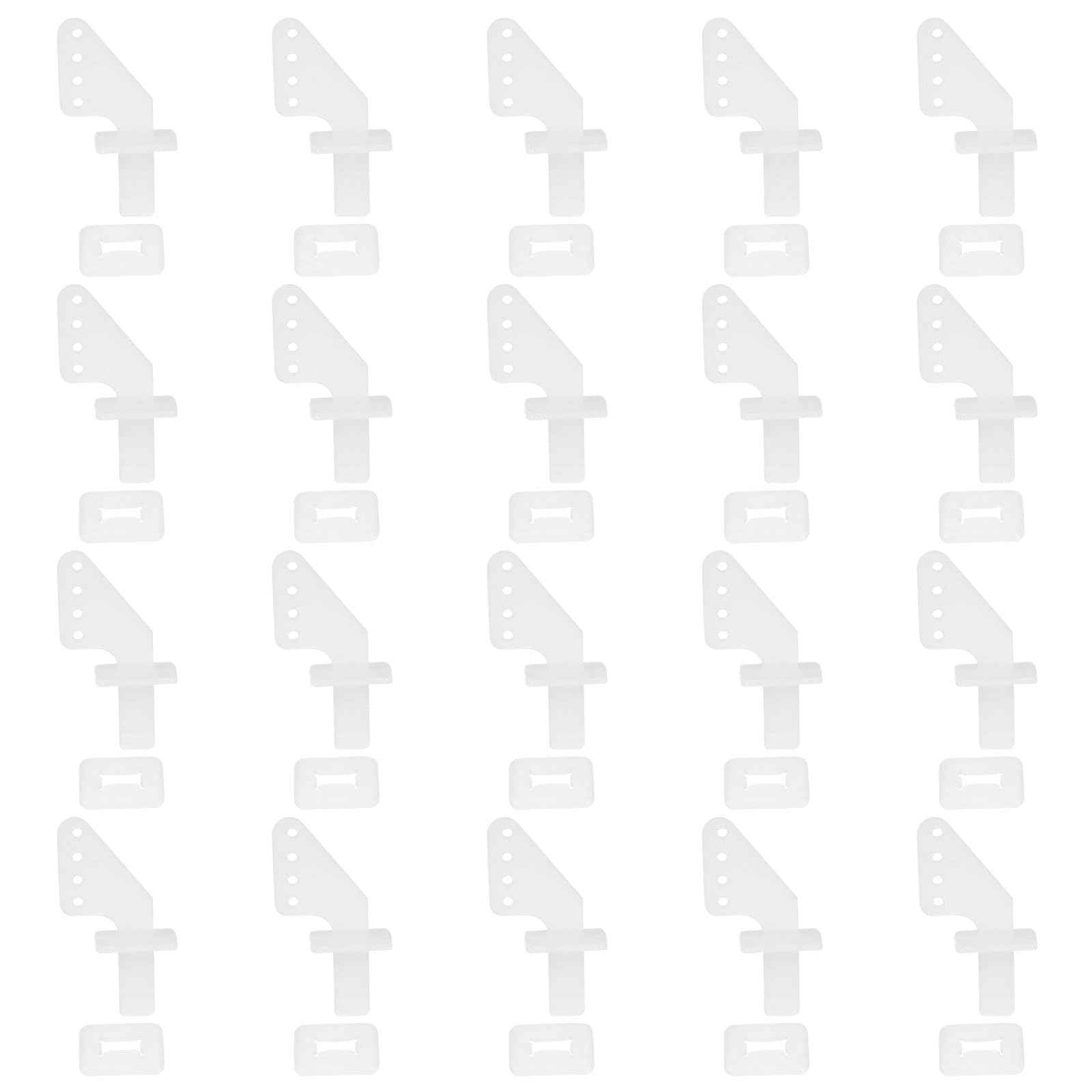 Muiltvoe 20Pcs Plastic Control Horns, 4 Hole 19x17mm Adjustment Needle Control Horn Rudder Angle for RC Airplane KT DIY Model Plane Parts Accessories, White