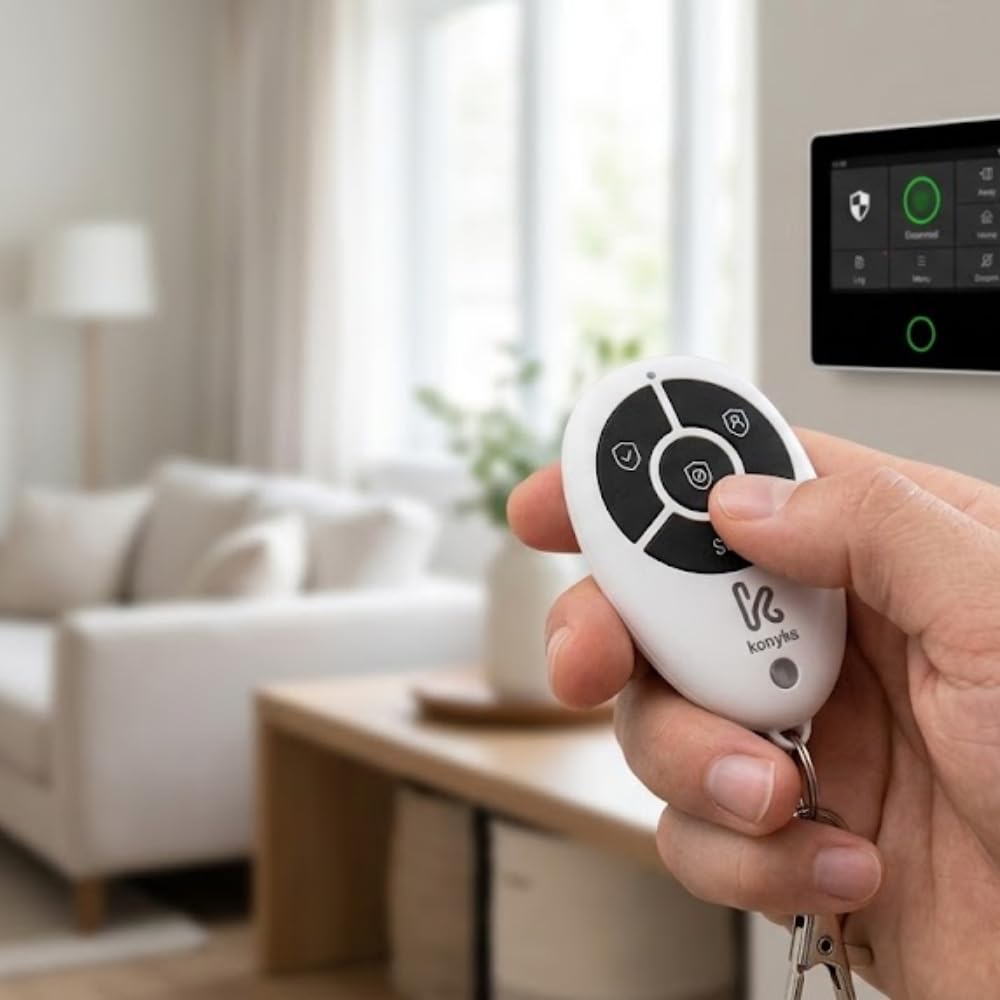Konyks Alarmanlage mit Touchscreen, 4,3 Zoll, WLAN und 4G, kompatibel mit Alexa und Google Home, Kamera 3 MP, integrierte Sirene, 21,6 x 16,7 x 7 cm, 880 g