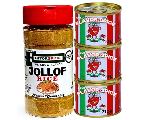 Tomato Paste 3 CANS | With Free Flavor Spice Organic Thyme 1.8oz | 1 PACK - COMBO Pack for Stew, jollof rice, fried rice and more