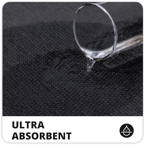 Bathroom Rugs Set 2 Pieces,Thin Bathroom Mats,Toilet Rugs,Quick Dry,Non-Slip,Machine Washable,Low Pile,Absorbent Bath Mats,Shower,Sink,Home Decor Accessories.Black,1'5"x2'3"+1'8"x2" U Shape