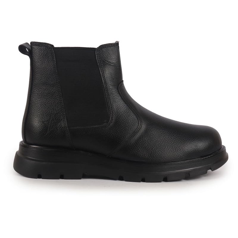 Image of FAUSTO Men Genuine Leather Slip On Boots | Chelsea Work Boots | Lightweight Memory Cushion Shoes | Formal Boots