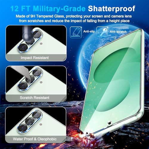 Image of firtstnow 3 Pack for Samsung Galaxy S26 Plus Screen Protector Tempered Glass + 3 Pack Camera Lens Protector, Military Grade Shatterproof, 9H Hardness, Fingerprint Unlock, Case Friendly 6.7 Inch