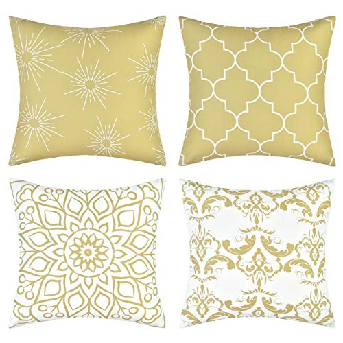 Pknoclan クッションカバー 45×45cm装飾枕カバー 4枚セットモダンソファ背当て 北欧おしゃれ抱き枕カバー スクエアピローケース インテリア 部屋雑貨 家庭用 オフィス 椅子 車内 ベッド 装飾 飾り カーキ