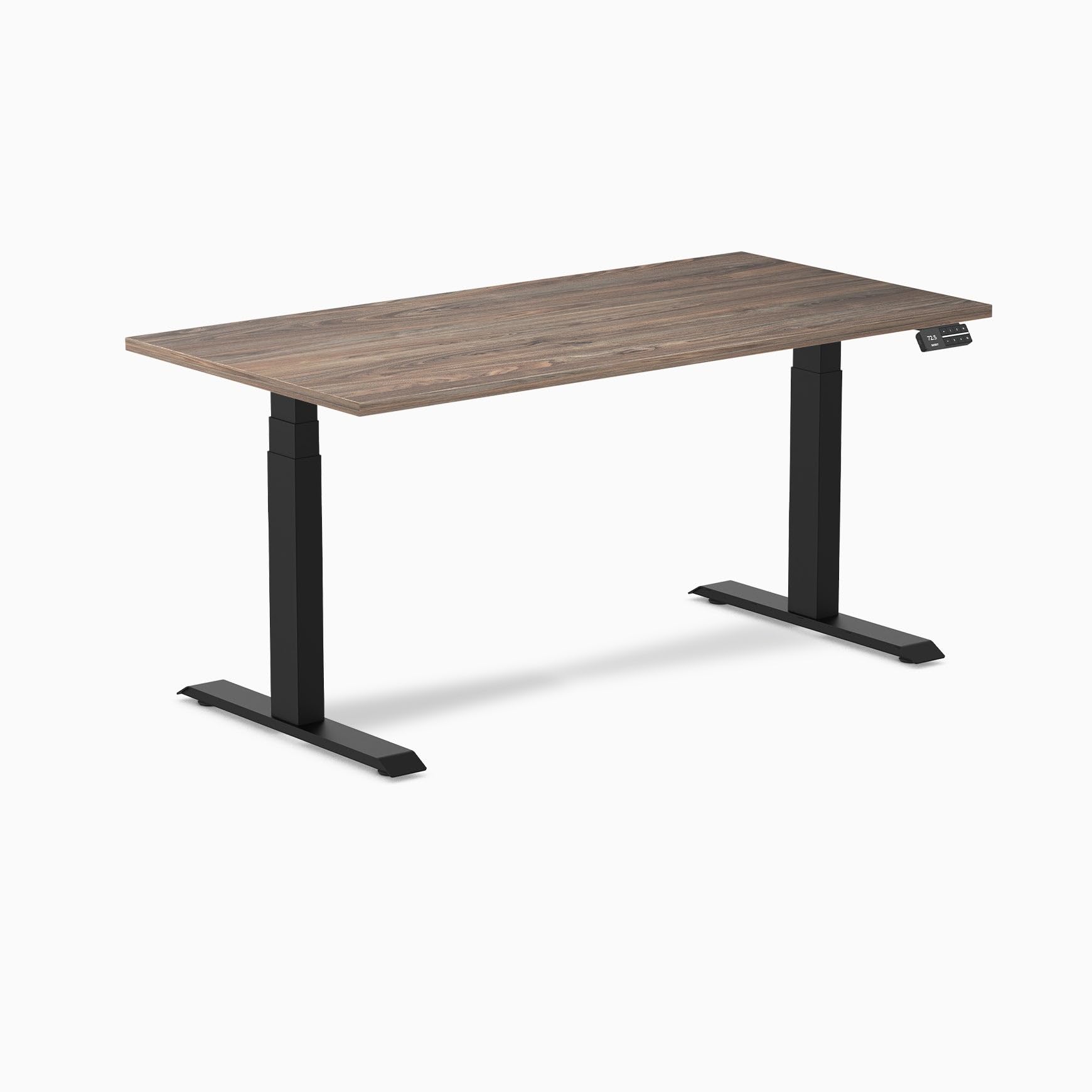 Desky Dual Laminate Sit Stand Desk Natural Walnut 59.1" Matte Black