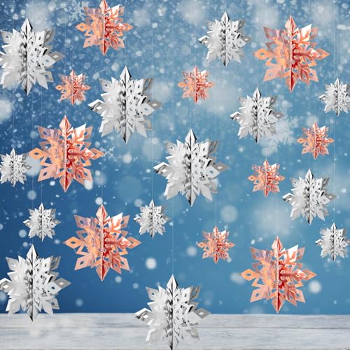 Image of Snowflake Decorations, Paper Christmas Hanging Decor Indoor, 36-Pc