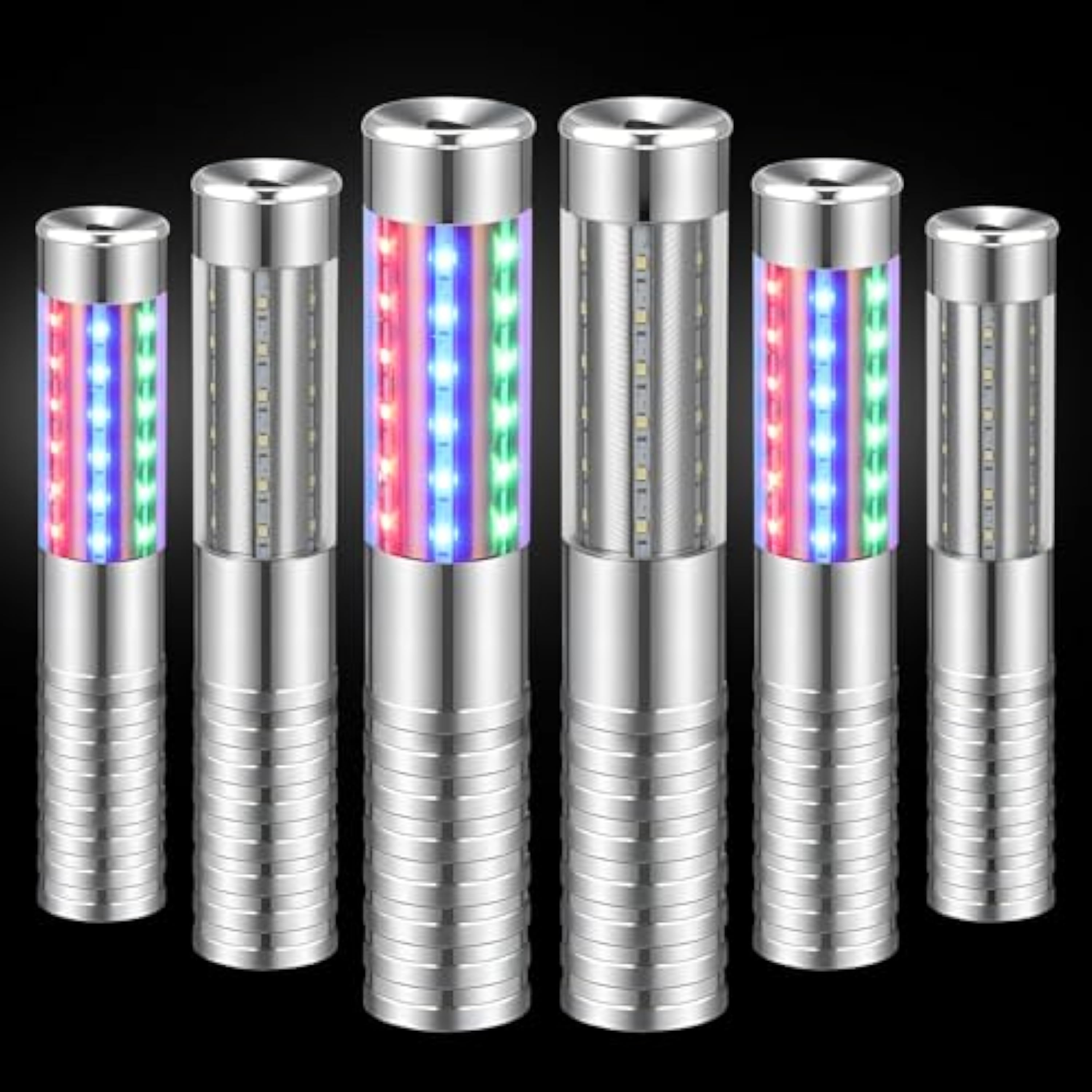 6 piezas de luz estroboscópica LED RGB recargable para servicio de bengalas de servicio de botellas de champán reutilizables LED de mano para club, escenario, discoteca, fiesta, concierto, evento,