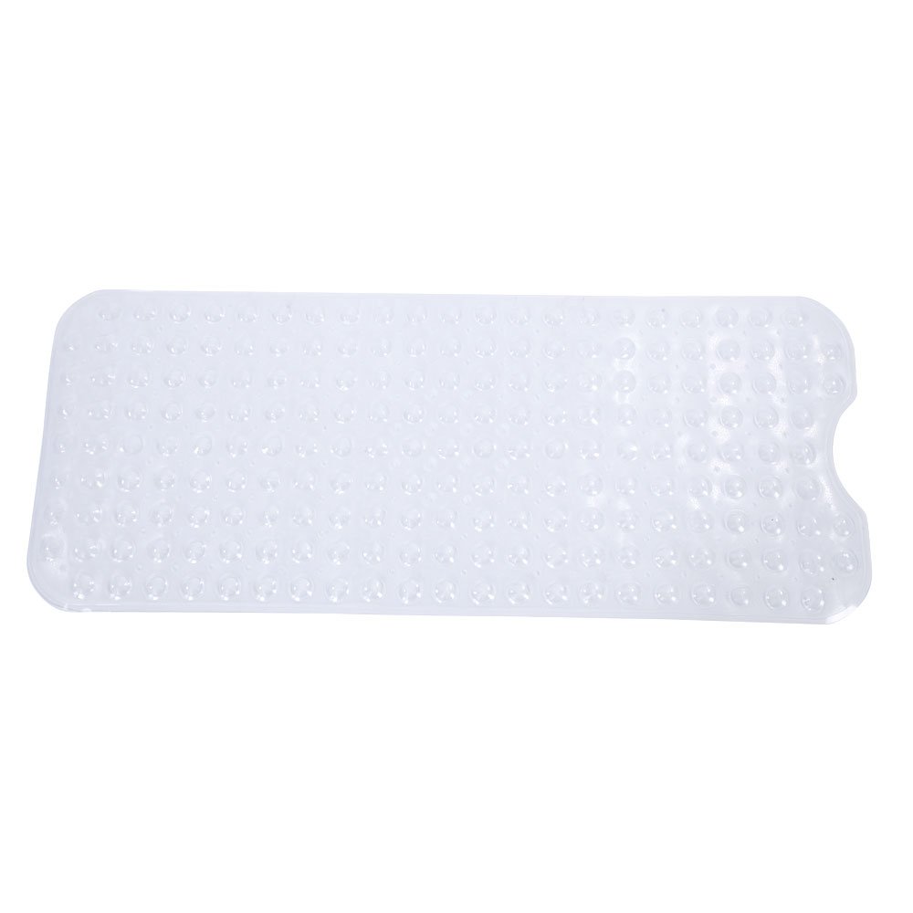 Kcelarec Bath Tub Shower Mat 39 x 15 Inch Non-Slip and Extra Large, Bathtub Mat with Suction Cups, Machine Washable Bathroom Mats with Drain Holes (Transparent)