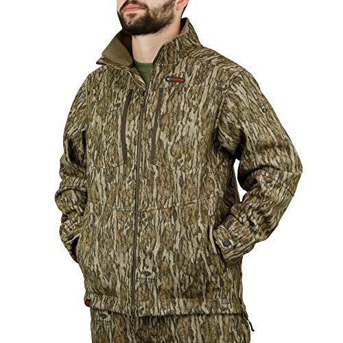 Image of Mossy Oak Sherpa Fleece Lined Camo Hunting Jacket for Men