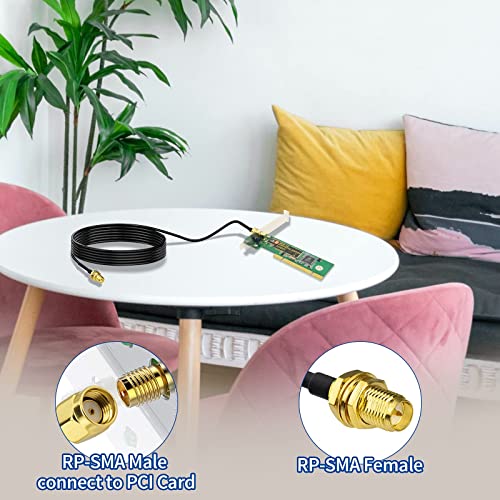 BINGFU RP-SMA Kabel, RP-SMA Stecker auf Buchse Verlängerungskabel, 2m RG174 WLAN Antennenadapter Koaxialkabel für Drahtlose Mini PCI Express PCIE Netzwerkkarte USB WiFi Adapter WiFi Router IP Kamera