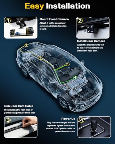 Image of 4 Channel 360 Dash Cam Front and Rear, 4K+1080P*3 FHD Car Camera
