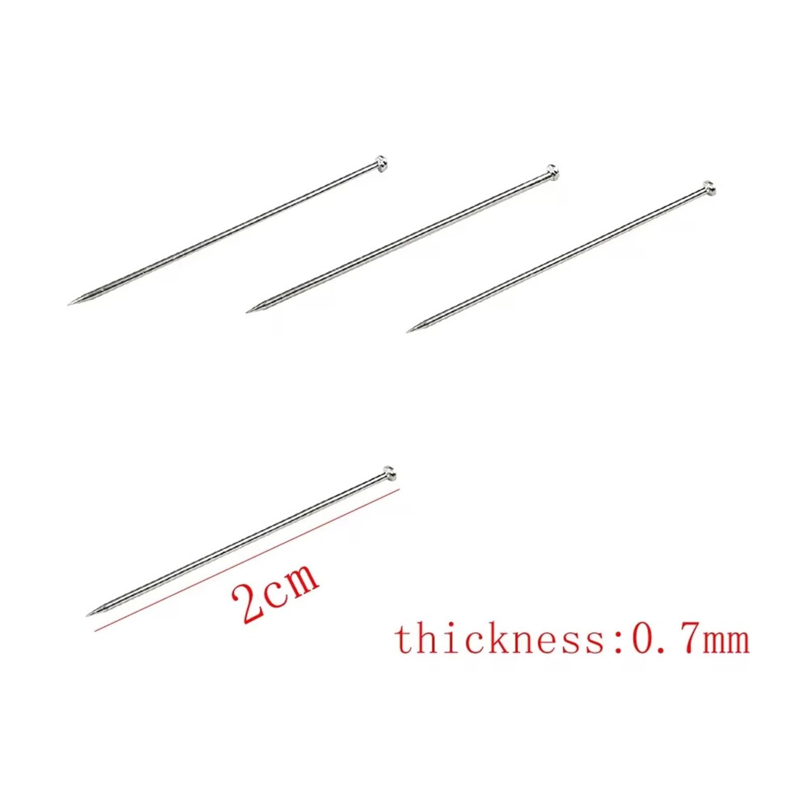 Alfileres de costura de 1 kg/caja de 0,7 mm x 2 cm, acero inoxidable, pin de satén fino para confección de joyas, costura, manualidades, herramienta de costura