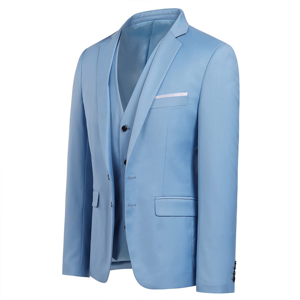 YOUTHUP Abito da Uomo 3 Pezzi Abiti Eleganti in Puro Colore Slim Fit Blazer Gilet Pantaloni