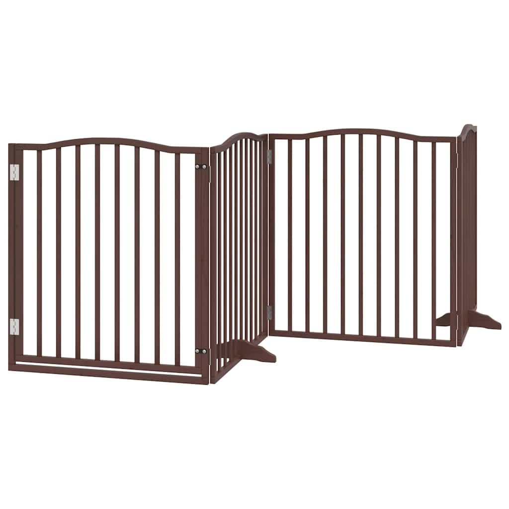 9-TLG. Puerta plegable para perros con puerta de madera de álamo de 450 cm, rejilla plegable para perros con puerta con cerradura, puerta para perros plegable sin taladrar