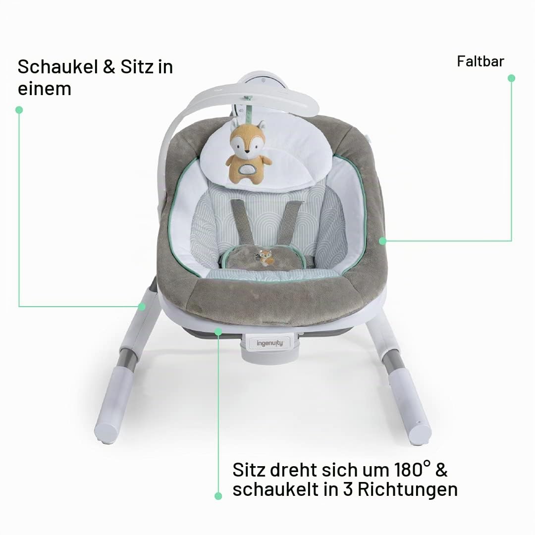 Ingenuity Anyway Sway 5-Gang-Multidirektionale tragbare Babyschaukel mit Vibrationen - Ray, 0-9 Monate