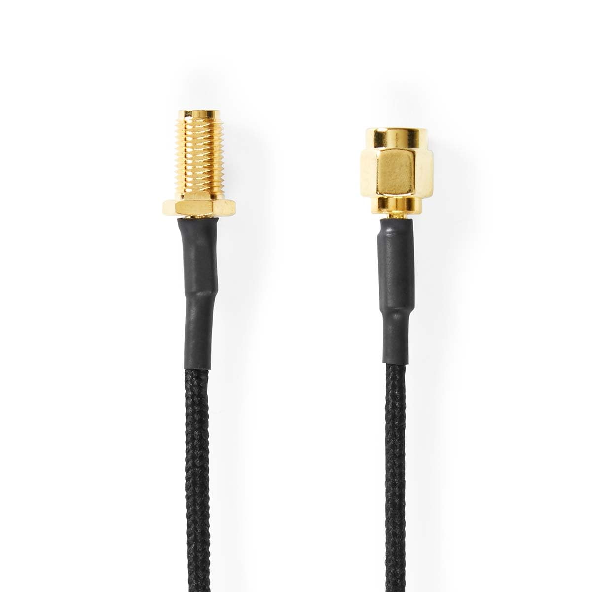 Nedis Kabel antenowy - gniazdo SMA - wtyczka SMA - pozłacany - 50 omów - pojedynczo ekranowany - 0,50 m - okrągły - pleciony - czarny - etykieta