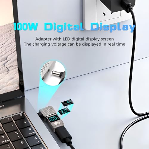 Adaptador CC 6,0 x 0,6 mm a USB C de 100W y 90 grados para tableta y PC 4K 3