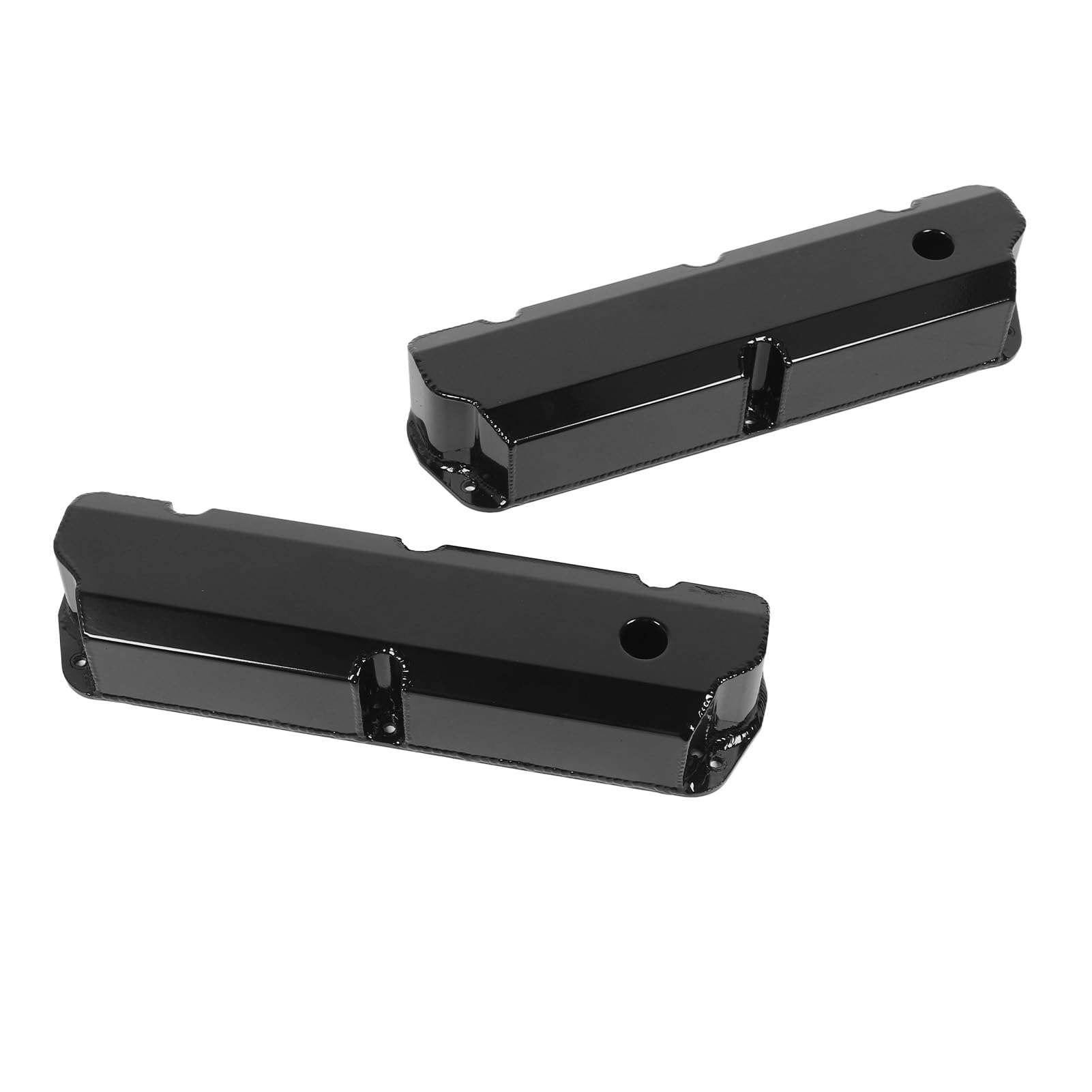 aqxreight Tapa de Válvula Alta DM 4413 BK Pernos Cortos Tapa de Válvula de Aluminio con Orificio de Ventilación para Motor V8 de Bloque Pequeño 289 302 351W 1962 1985 Negro
