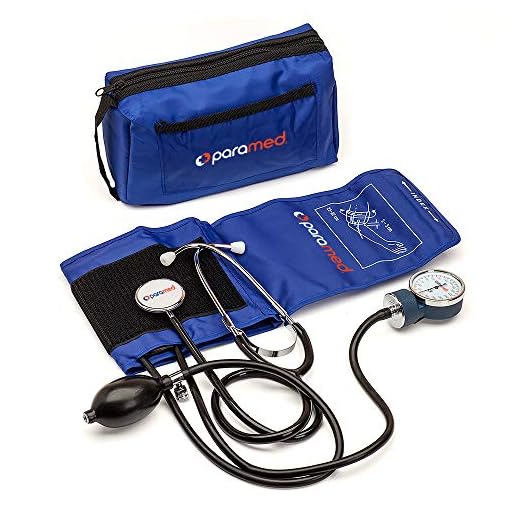 PARAMED Manual Blood Pressure Cuff Aneroid Sphygmomanometer Blue