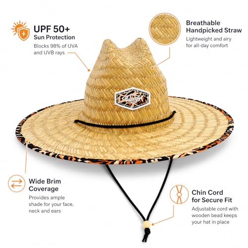 Image of Palmyth Straw Hat for Men & Women Sun Hats, Beach Hat, Fishing Hat Wide Brim UPF 50+ Sun Protection