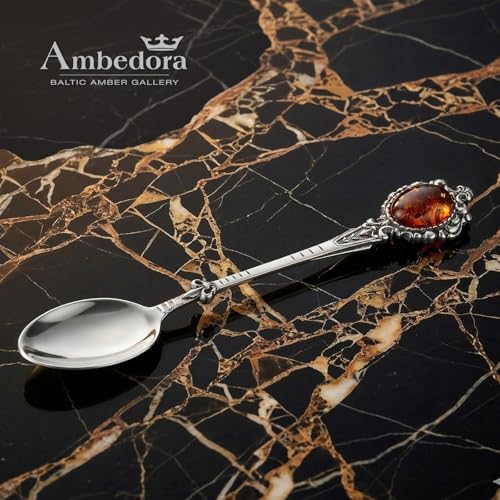 Cuillère en argent 925 ambre style tsar cadeau baptême idéal - 4