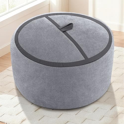 Image of 2FT Bean Bag Chair 2'Bean Bag Chairs with Memory Foam Filled Small Bean Bag | Bean bags with Machine Washable Cover Luxurious Velvet Fabric, Comfy Chairs for Living Room, Bedroom, Dorm, Darkgrey