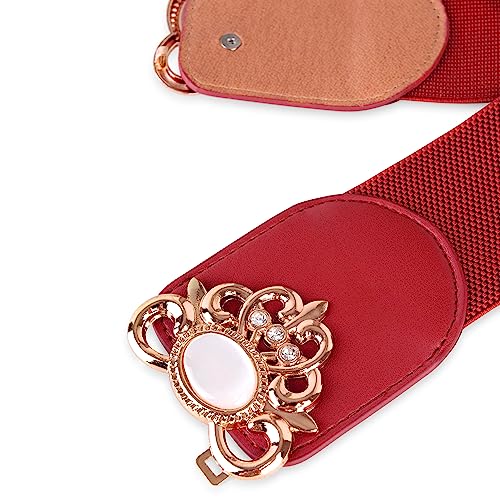 BlackButterfly Stretchy Vintage Wide Waspie Elastic Pearl Buckle Waist Belt4