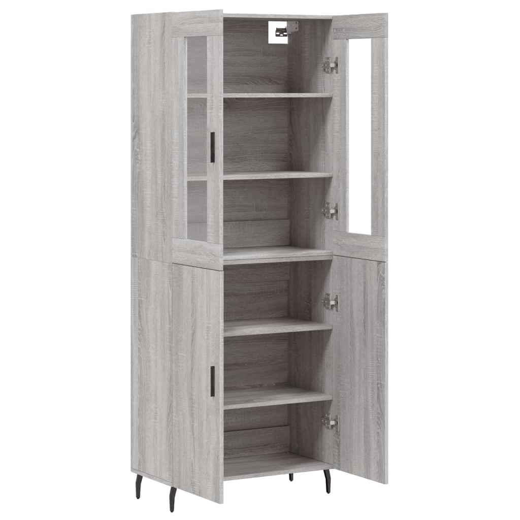 Meuble haut gris sonoma 69,5 x 34 x 180 cm en bois avec portes